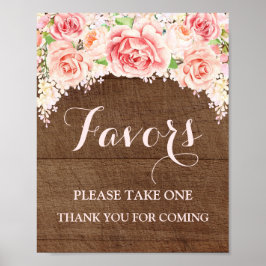 ベビーシャワーサインピンクウォーターカラーウッド ポスター