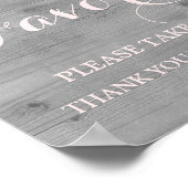 ベビーシャワーサインピンクウォーターカラーウッド ポスター (角)