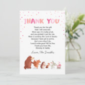 ベビーシャワーサンキューカードウッドランドガールピンク サンキューカード (スタンド正面)