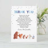 ベビーシャワーサンキューカードウッドランドボーイブルー サンキューカード (スタンド正面)