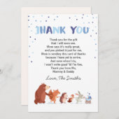 ベビーシャワーサンキューカードウッドランドボーイブルー サンキューカード (正面/裏面)