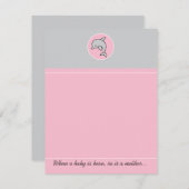 ベビーシャワーサンキューカードピンクドルフィン サンキューカード (正面/裏面)