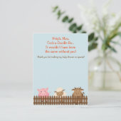 ベビーシャワーサンキューカード – ファームアニマルテーマ ポストカード (スタンド正面)