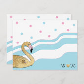 ベビーシャワーサンキューカード「フラミンゴママ&ベビー」 サンキューカード (正面/裏面)