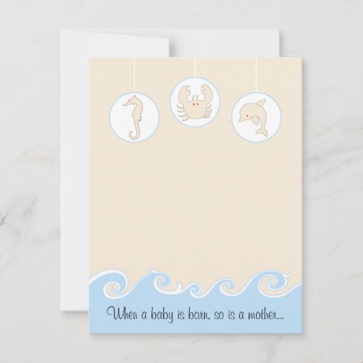 ベビーシャワーサンキューカード、ブルー/クリームモバイル サンキューカード (正面)