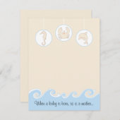 ベビーシャワーサンキューカード、ブルー/クリームモバイル サンキューカード (正面/裏面)