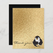 ベビーシャワーサンキューカード「ペンギン金ゴールド」 サンキューカード (正面/裏面)