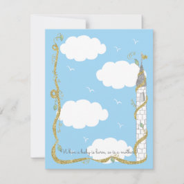 ベビーシャワーサンキューカード、金ゴールド/シルバーキャッスル サンキューカード
