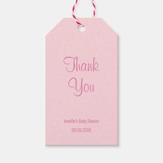 ベビーシャワーサンキューシック赤面ピンクシンプル ギフトタグ (正面)