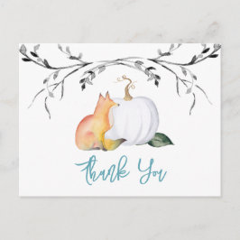 ベビーシャワーサンキューポストカードパンプキン&キツネ ポストカード