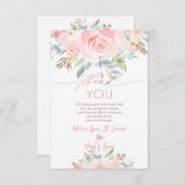 ベビーシャワーサンキュー誕生赤面バラ サンキューカード (正面/裏面)