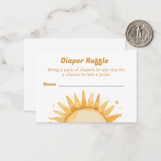 ベビーシャワーサンシャイン用おむつラッフルテーマ ノートカード (正面/裏面インサイチュ)