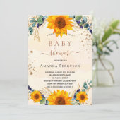 ベビーシャワーサンフラワーユーカリグリッター 招待状 (スタンド正面)