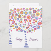 ベビーシャワーサークルツリーレトロカスタム招待状 招待状 (正面/裏面)