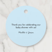 ベビーシャワーサークルメッセージカード |ベビーゾウ青 フェイバータグ (裏面)