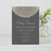 ベビーシャワーシジュアルムーンスターズフェイク金ゴールド 招待状 (スタンド正面)