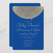 ベビーシャワーシジュアルムーンスターズフェイク金ゴールド 招待状 (正面/裏面)