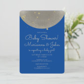 ベビーシャワーシジュアルムーンスターズフェイク金ゴールド 招待状 (スタンド正面)