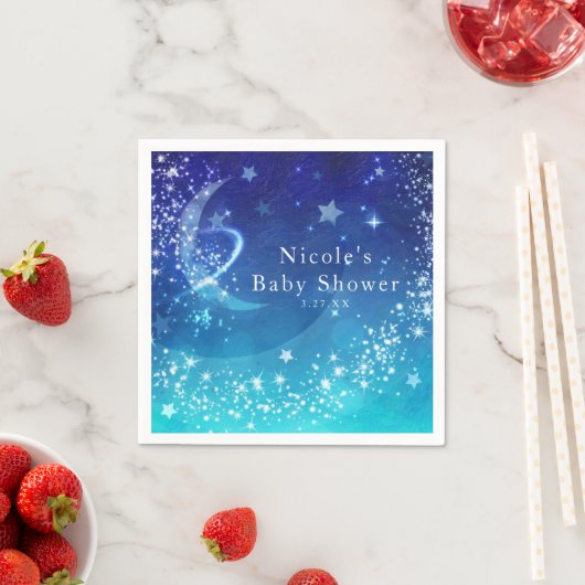 ベビーシャワーシジュアルムーンスパークルスカイカスタム スタンダードカクテルナプキン (インサイチュ)