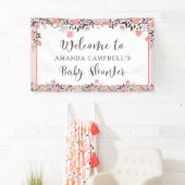 ベビーシャワーシックバラ金ゴールド赤面フローラ歓迎 横断幕 (インサイチュ)