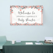 ベビーシャワーシックバラ金ゴールド赤面フローラ歓迎 横断幕 (トレードショー)