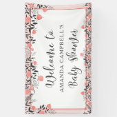 ベビーシャワーシックバラ金ゴールド赤面フローラ歓迎 横断幕 (縦)