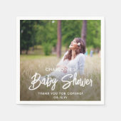 ベビーシャワーシックモダンスクリプトタイポグラフィ&写真 スタンダードカクテルナプキン (正面)