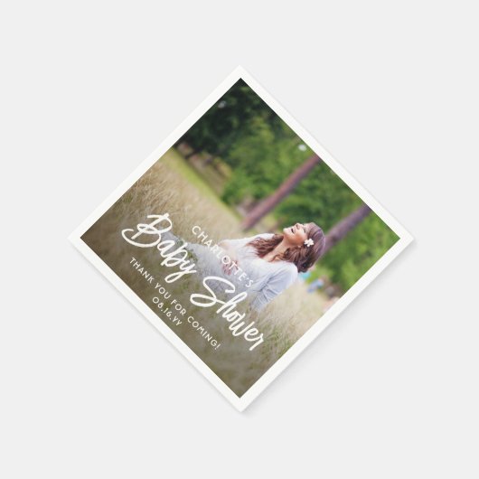ベビーシャワーシックモダンスクリプトタイポグラフィ&写真 スタンダードカクテルナプキン (角)