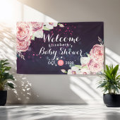 ベビーシャワーシックBohoフローラフェザーバーガンディーレッド 横断幕