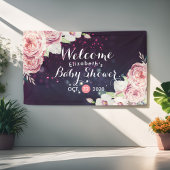 ベビーシャワーシックBohoフローラフェザーバーガンディーレッド 横断幕