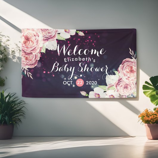 ベビーシャワーシックBohoフローラフェザーバーガンディーレッド 横断幕