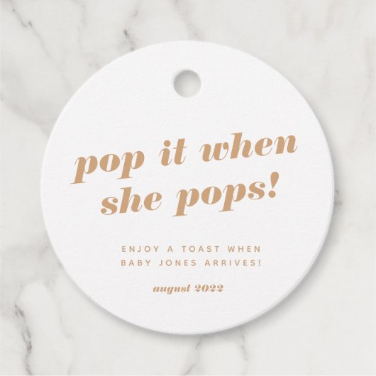 ベビーシャワーシャンパンボトルギフトラベル フェイバータグ (正面)
