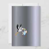 ベビーシャワーシルバーストーク少年ブルーかわいい 招待状 (裏面)