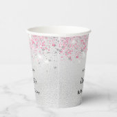 ベビーシャワーシルバーピンクグリッターガールモノグラム 紙コップ (右)
