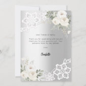 ベビーシャワーシルバーフローラレースサンキューカード 招待状 (裏面)