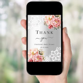 ベビーシャワーシルバーフローラレースサンキューカード 招待状