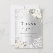 ベビーシャワーシルバーレースフローラサンキューカード サンキューカード (正面)