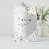 ベビーシャワーシルバーレースフローラサンキューカード サンキューカード (スタンド正面)