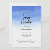 ベビーシャワーシンプル招待状ブグラデーションルー 招待状 (正面/裏面)