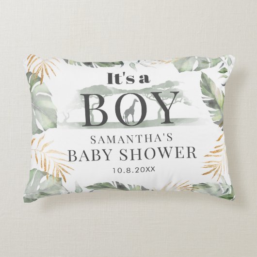ベビーシャワージャングル動物植物学 アクセントクッション (正面)