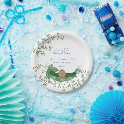 ベビーシャワースイートピーグリーンつる植物エスニック ペーパープレート (パーティー)