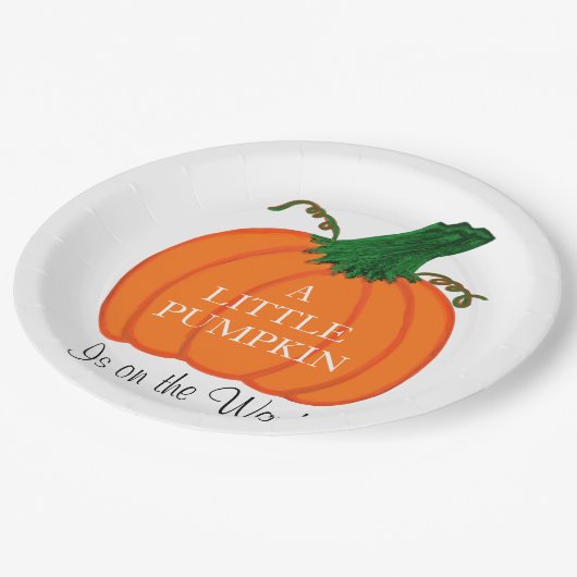 ベビーシャワースウィートベビーオレンジカボチャ ペーパープレート (アングル)