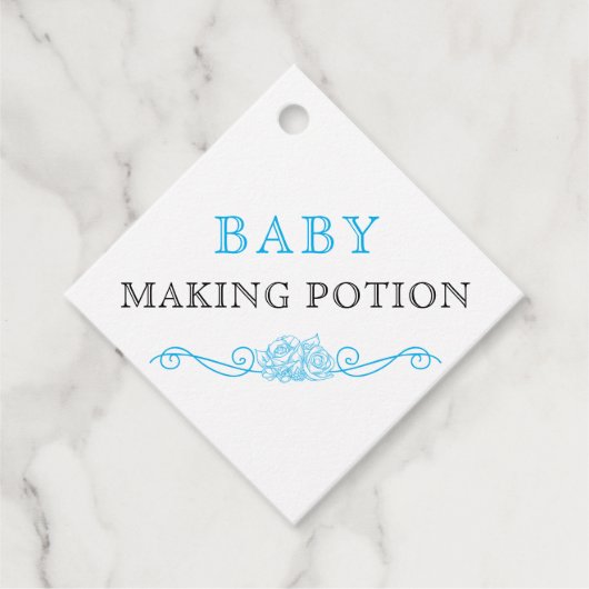 ベビーシャワースカイブルーとブラックベビーメイキング用ポーション フェイバータグ (正面)