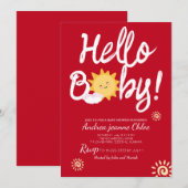 ベビーシャワースクリプトサンシャインシンプルズモダンエレガント 招待状 (正面/裏面)