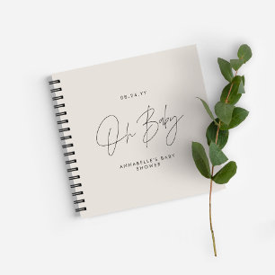 ベビーシャワースクリプトモダンナチュラルクリームゲスト ノートブック