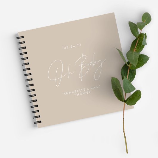 ベビーシャワースクリプトモダンナチュラルクリームゲスト ノートブック