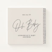 ベビーシャワースクリプトモダンナチュラルクリームゲスト ノートブック (裏面)