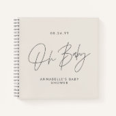 ベビーシャワースクリプトモダンナチュラルクリームゲスト ノートブック (正面)