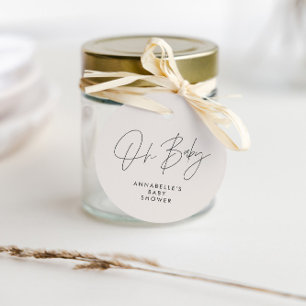 ベビーシャワースクリプトモダン白黒エレガント フェイバータグ