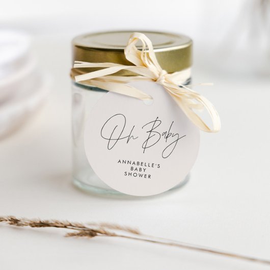 ベビーシャワースクリプトモダン白黒エレガント フェイバータグ